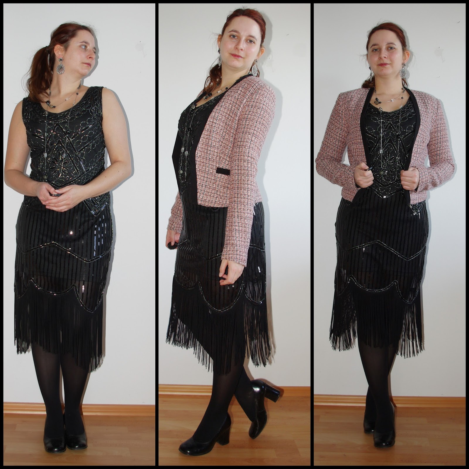 Lucciola [Fashion] Silvester Outfit Schwarzes Pailettenkleid Gatsby