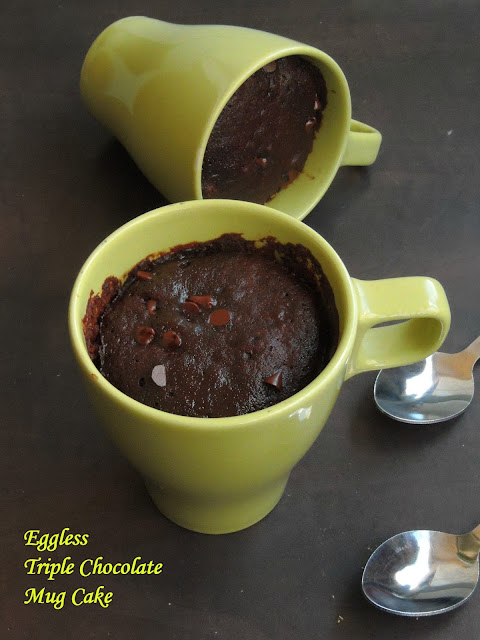 Eggless Triple chocolate Mug cake
