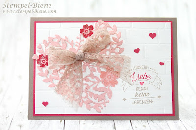 Valentinstagskarte, Karte mit Herz, Stampinup Blüten der Liebe; Stempel-Biene; Karte Verlobung; Stampin' Up Demonstrator; Stampinup bestellen