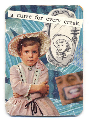 paper collage artist trading card featuring sassy females