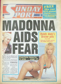 Vintage front cover of the Sunday Sport from 26/10/86