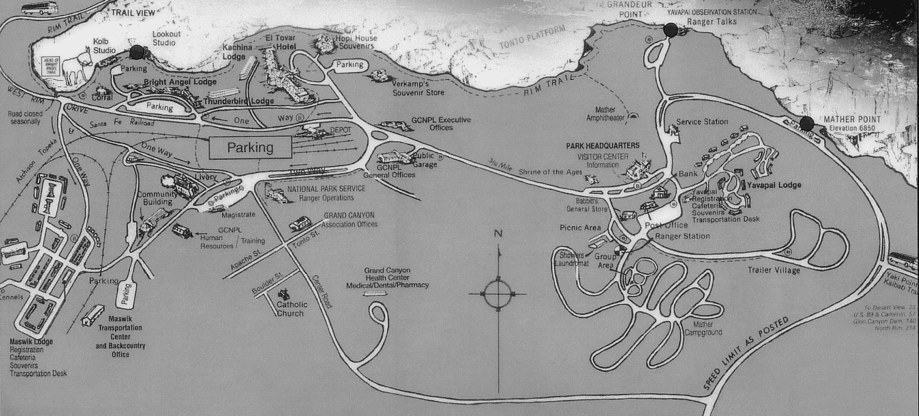 grand Grand canyon Lodging south - Grand Canyon South Rim Map