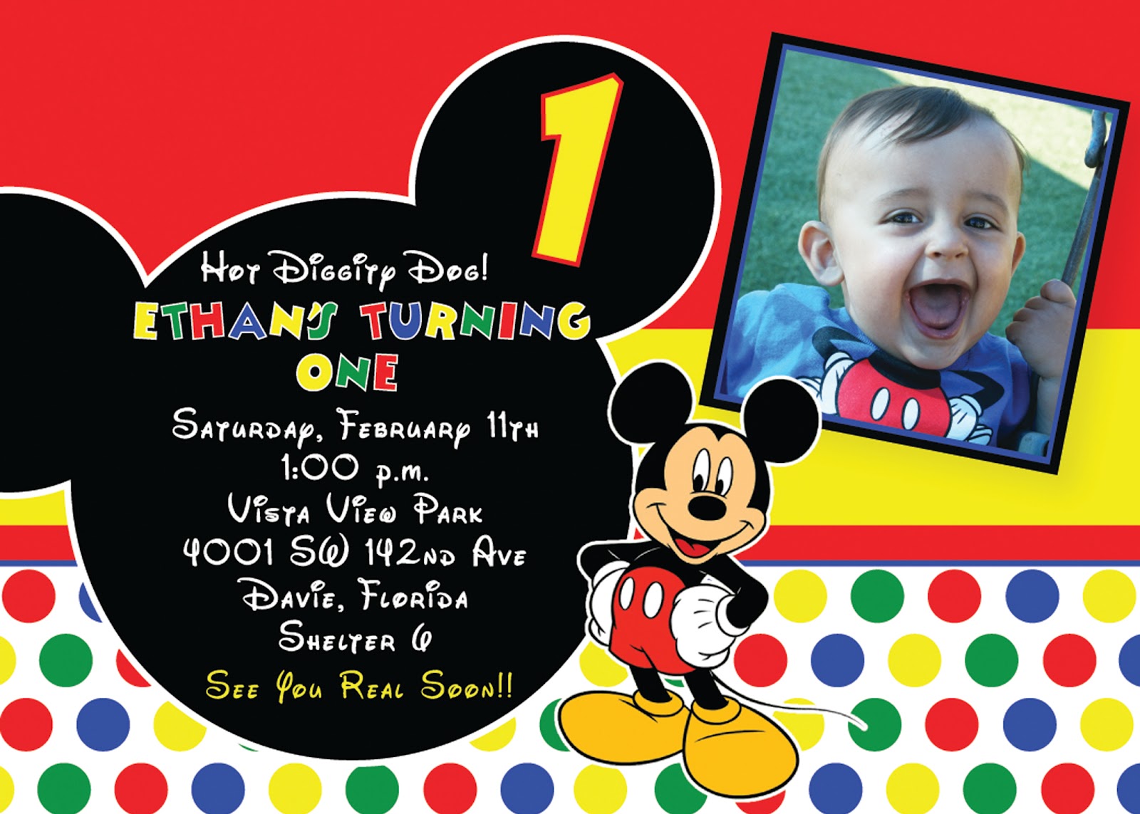 Cordially Invited Mickey Mouse Birthday Invitation