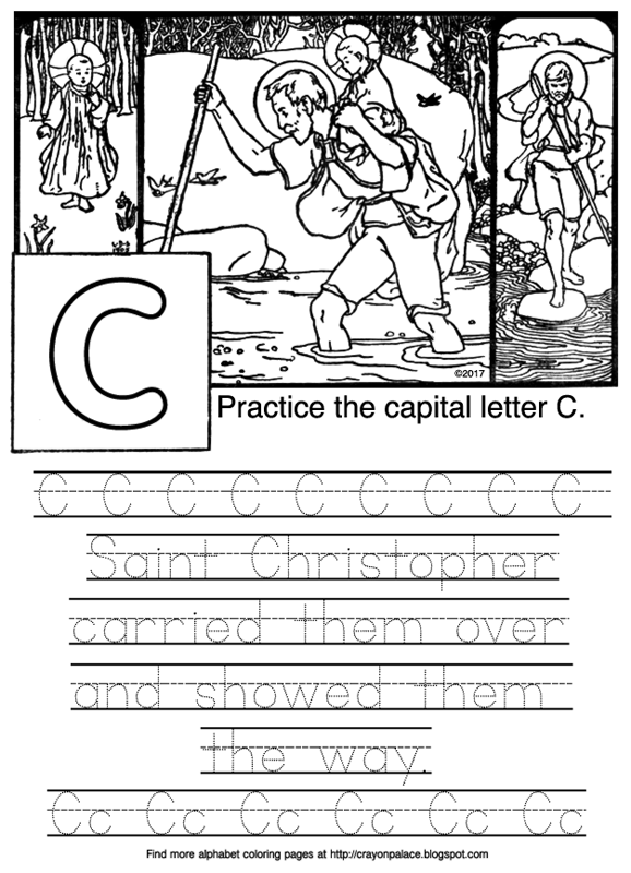 "C is for St. Christopher" alphabet coloring page | Crayon Palace