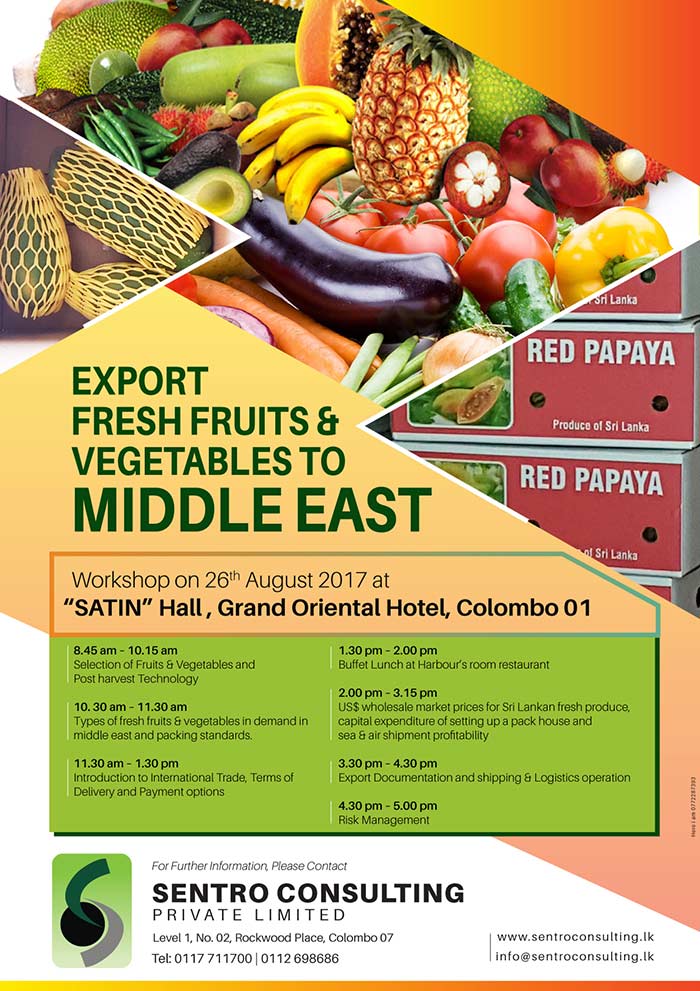 Sentro Consulting Export Fresh Fruits & Vegetables to Middle East