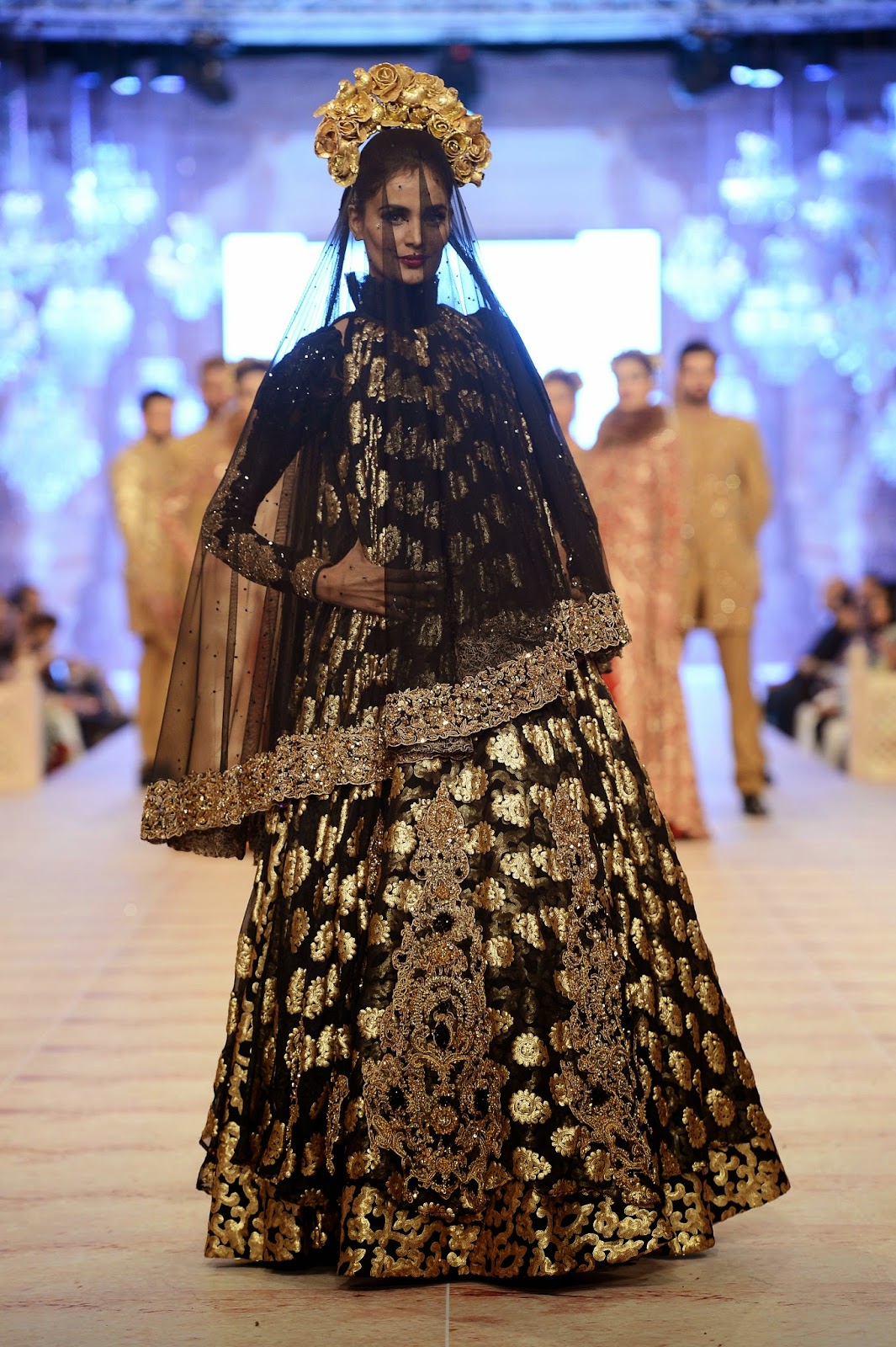 Mehreen Syed black gold bridal dress