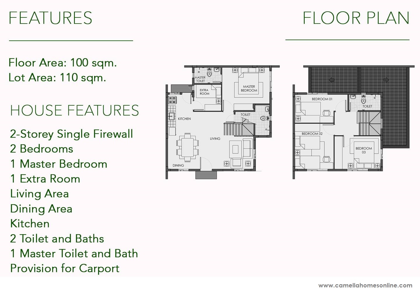 Floor Plan of Ella - Camella Belize | House and Lot for Sale Dasmarinas Cavite