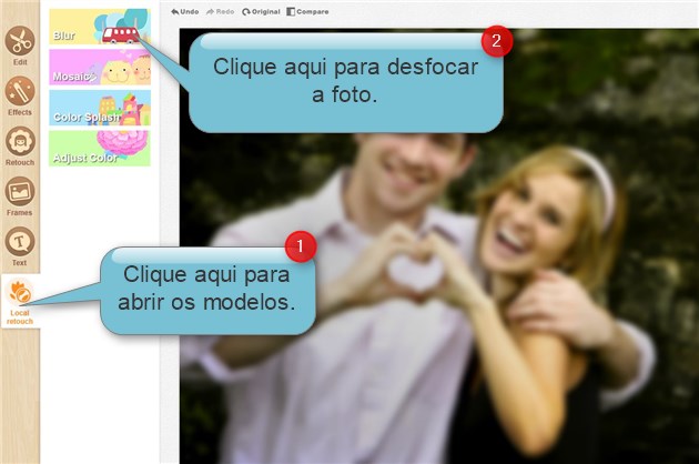 opções para desfocar as fotos
