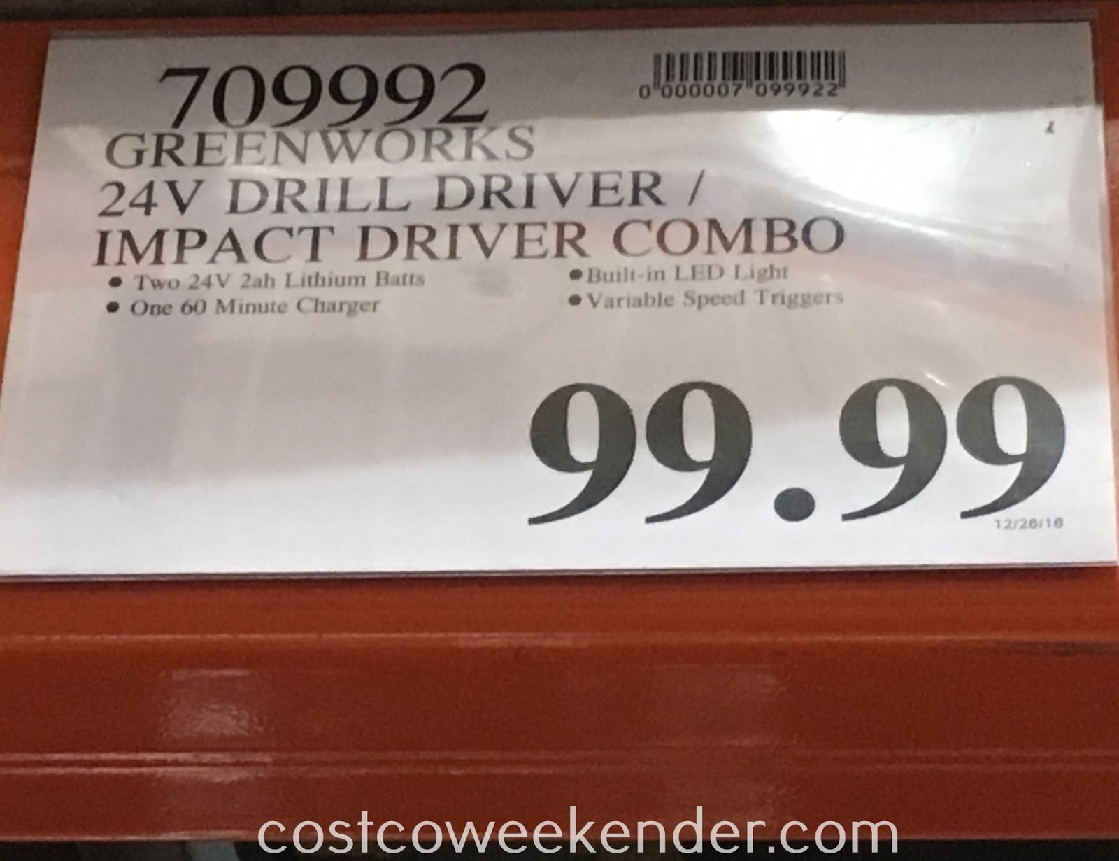 GreenWorks Drill Driver/Impact Driver Combo Kit Costco Weekender