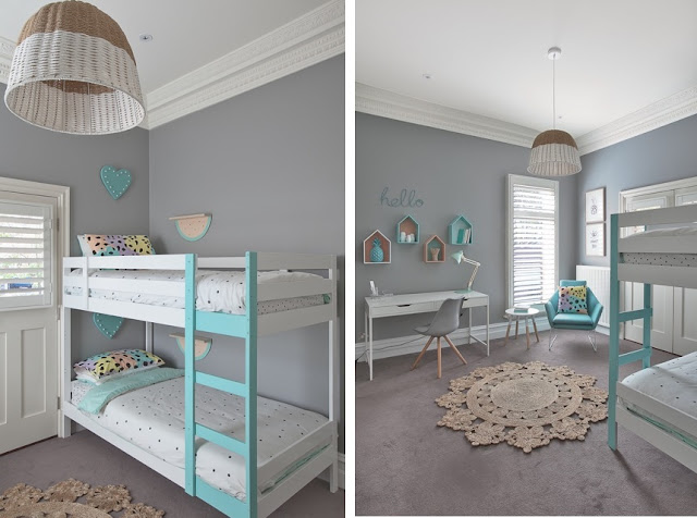 Blog Achados de Decoração: decoração leve e turquesa no quarto das irmãs adolescentes