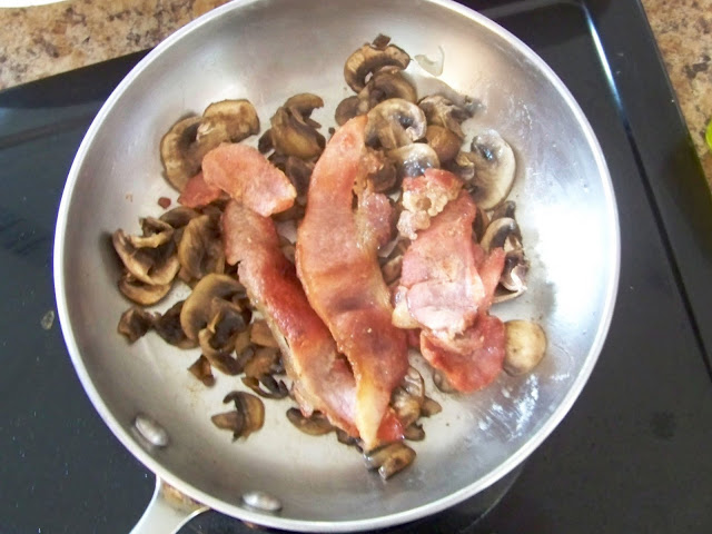 Mushrooms and Bacon in pan