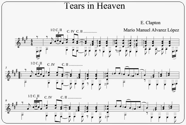 respuesta Cartas credenciales Dispersión Partituras de guitarra: E. Clapton. Tears in Heaven