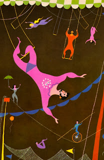 trapeze circus illustration by aurelius battaglia