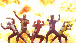 Go-Busters Returns Dōbutsu Sentai Go-Buster Red Cheetah Blue Gorilla Yellow Rabbit Gold Beetle Silver Stag