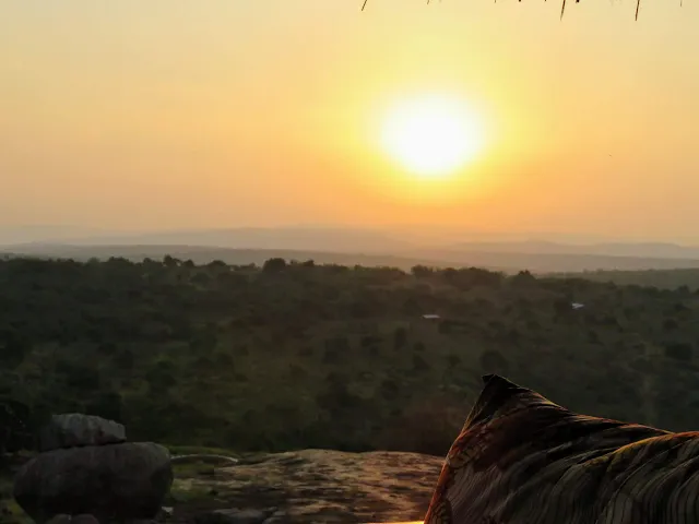 Sunrise from Rwakobo Rock lodge in Uganda