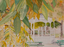 carol goff watercolor autumn park ironstone murphys 16x20 heritage museum artist