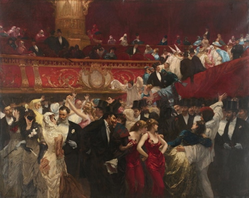 Baile de máscaras - Charles Hermans. Baile de máscaras, pintura de Charles Hermans. #PraCegoVer