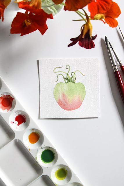 30 paintings in 30 days, watercolor, tomatoes, daily painting, Anne Butera, My Giant Strawberry