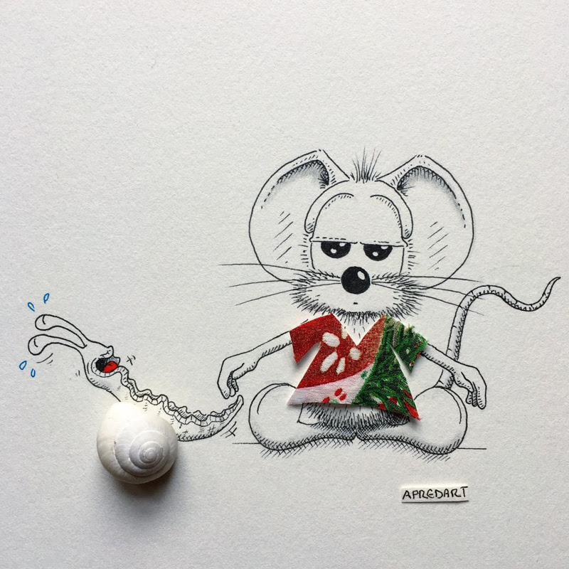 Funny Drawings of a Mouse by Loic Apreda from Switzerland.