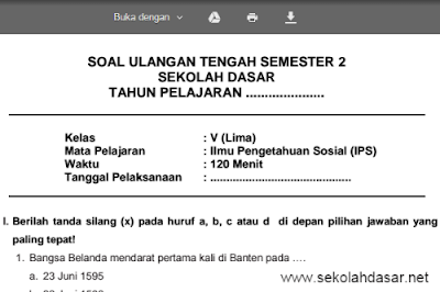 Soal Latihan UTS IPS Kelas 5 SD/MI Semester 2