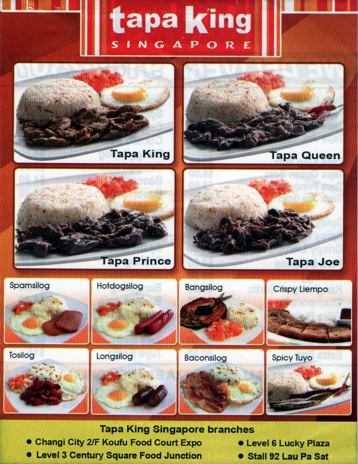 Prices in Singapore. Singapore Food Price. Tapa King Singapore