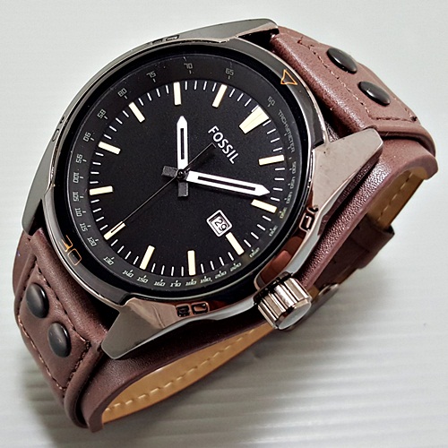 Fossil Double Strap Leather Brown ( Jam Tangan Pria ) Jam Tangan Fossil