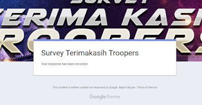 Berhasil Mengisi Survey Terima Kasih Troopers