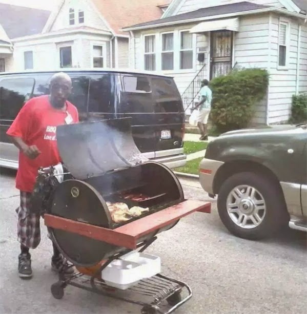 Just a Picture of Tupac With His BBQ Shopping Cart