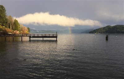Rainbow over the Pacific Ocean, Gibsons, BC, Canada