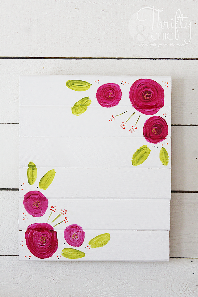DIY shiplap picture frame or holder. DIY picture frame ideas. How to paint flowers and leaves. 