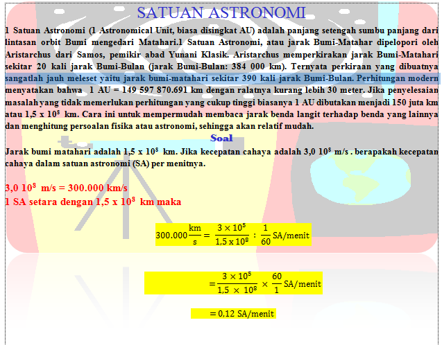 Satuan Astronomi Satuan Astronomi