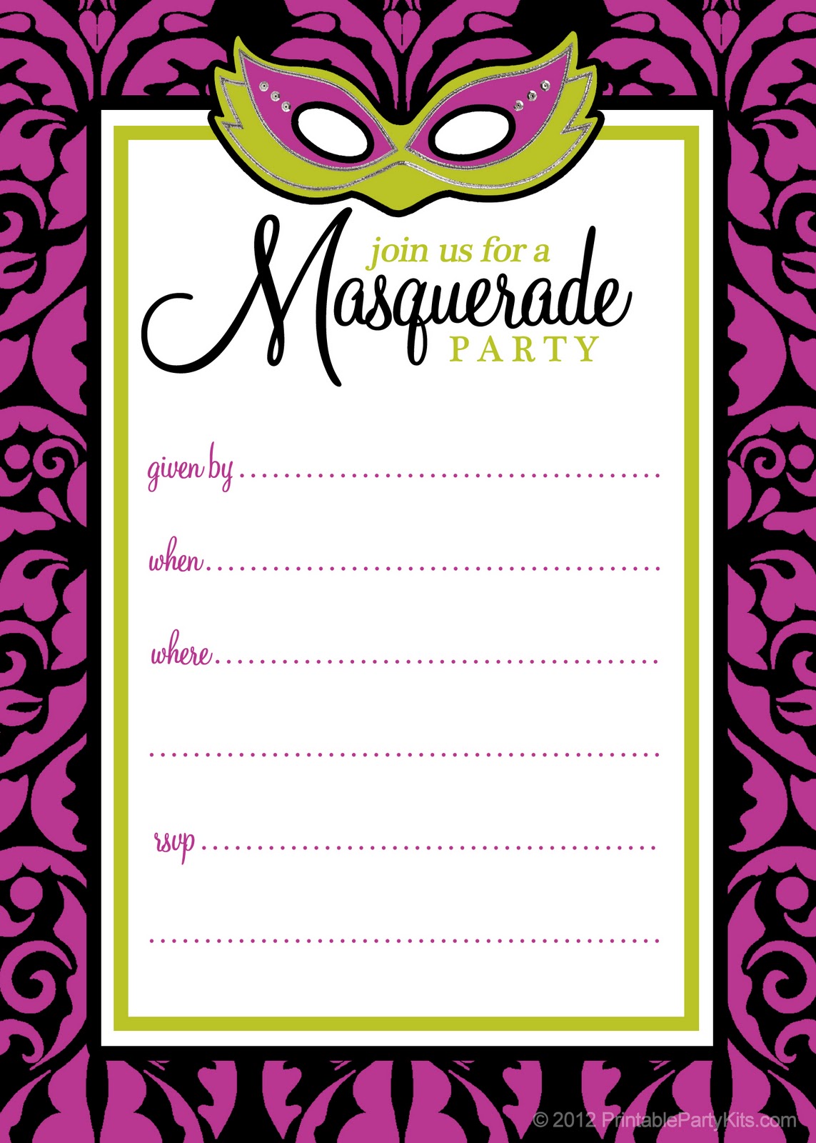Click on the free masquerade invitation template to see it at its full 