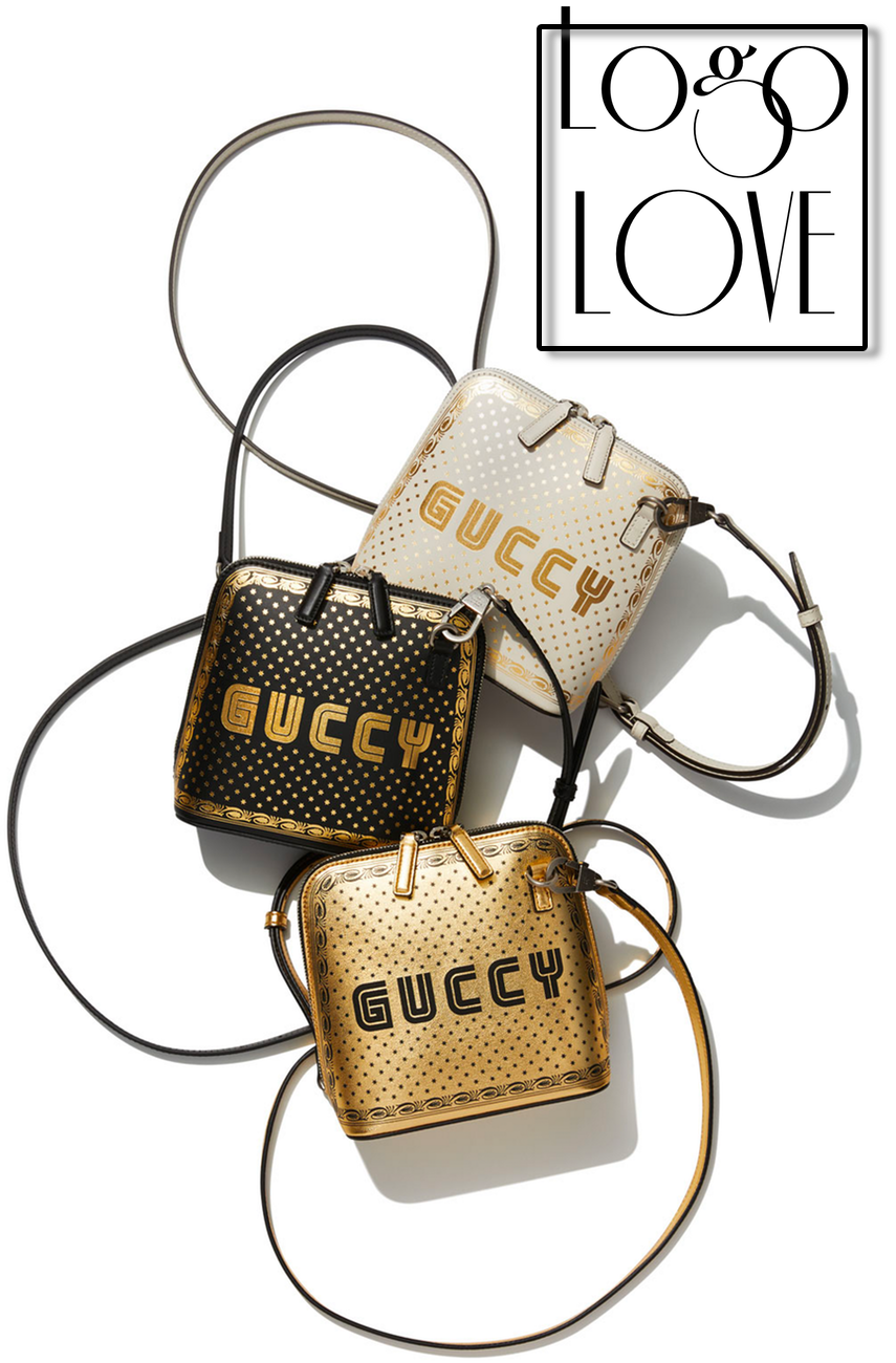 Gucci Guccy Script Dome Metallic Leather Crossbody Bag