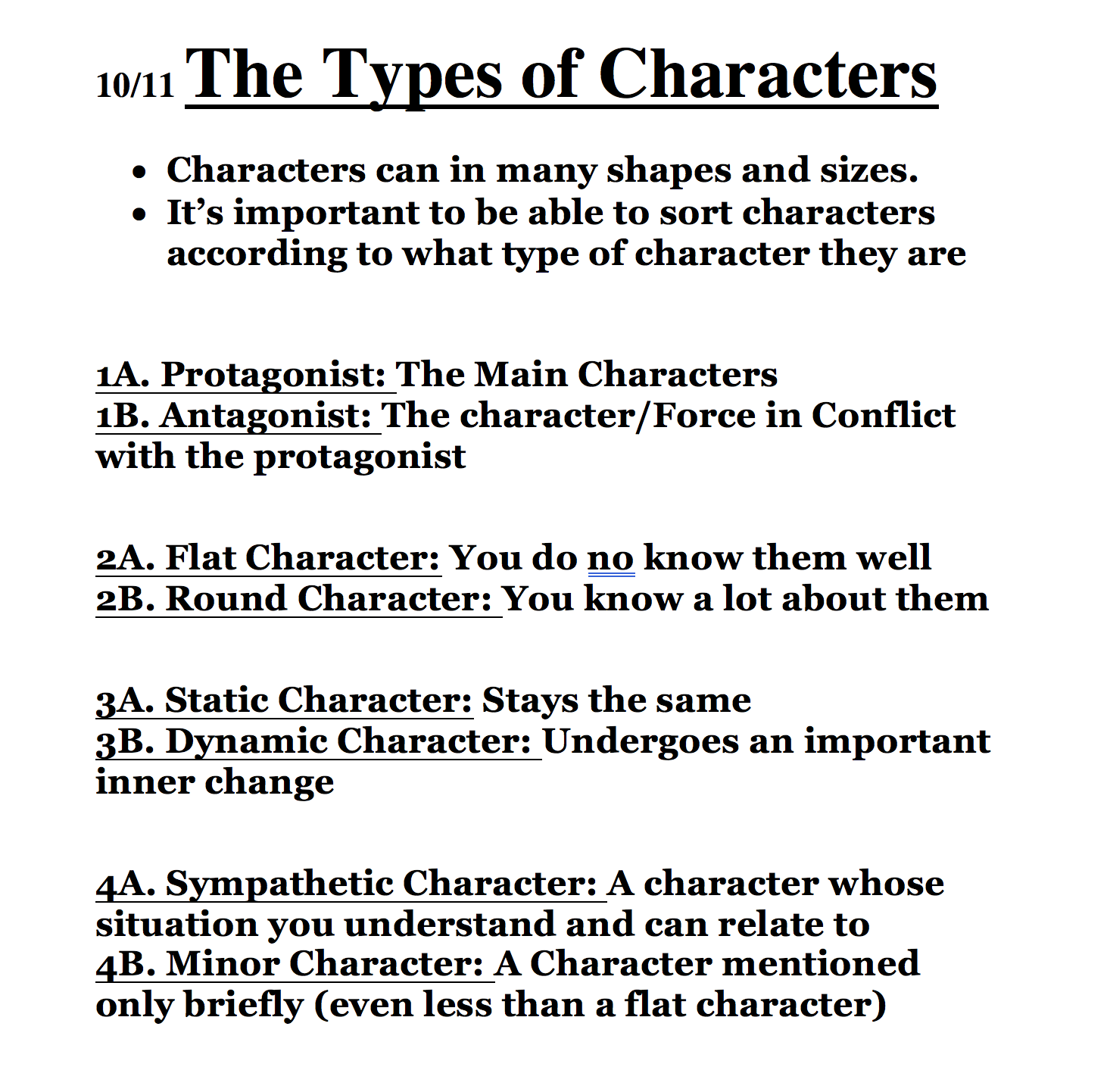 Mr. Trumble’s Blog: Day 25: 10/11/17 - A Day: Types of Characters ...