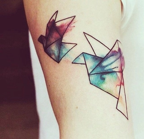 BELAS AGUARELAS DE ORIGAMI DE PAPEL, GUINDASTES
