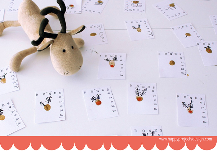 Felicitaciones navideñas handmade con huellas