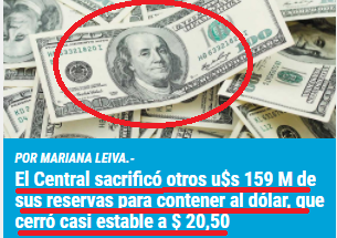 Quemando u$s 158,9 millones de las reservas