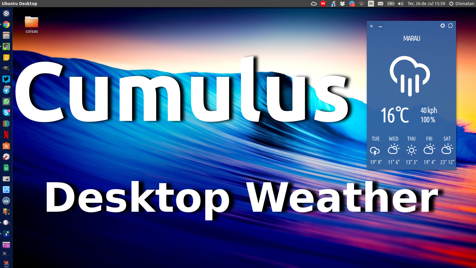 Cumulus Previsão do tempo no seu Desktop Ubuntu Diolinux