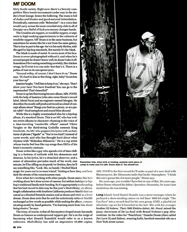 MF Doom Spin Magazine Dec 2004 Hip-Hop Nostalgia