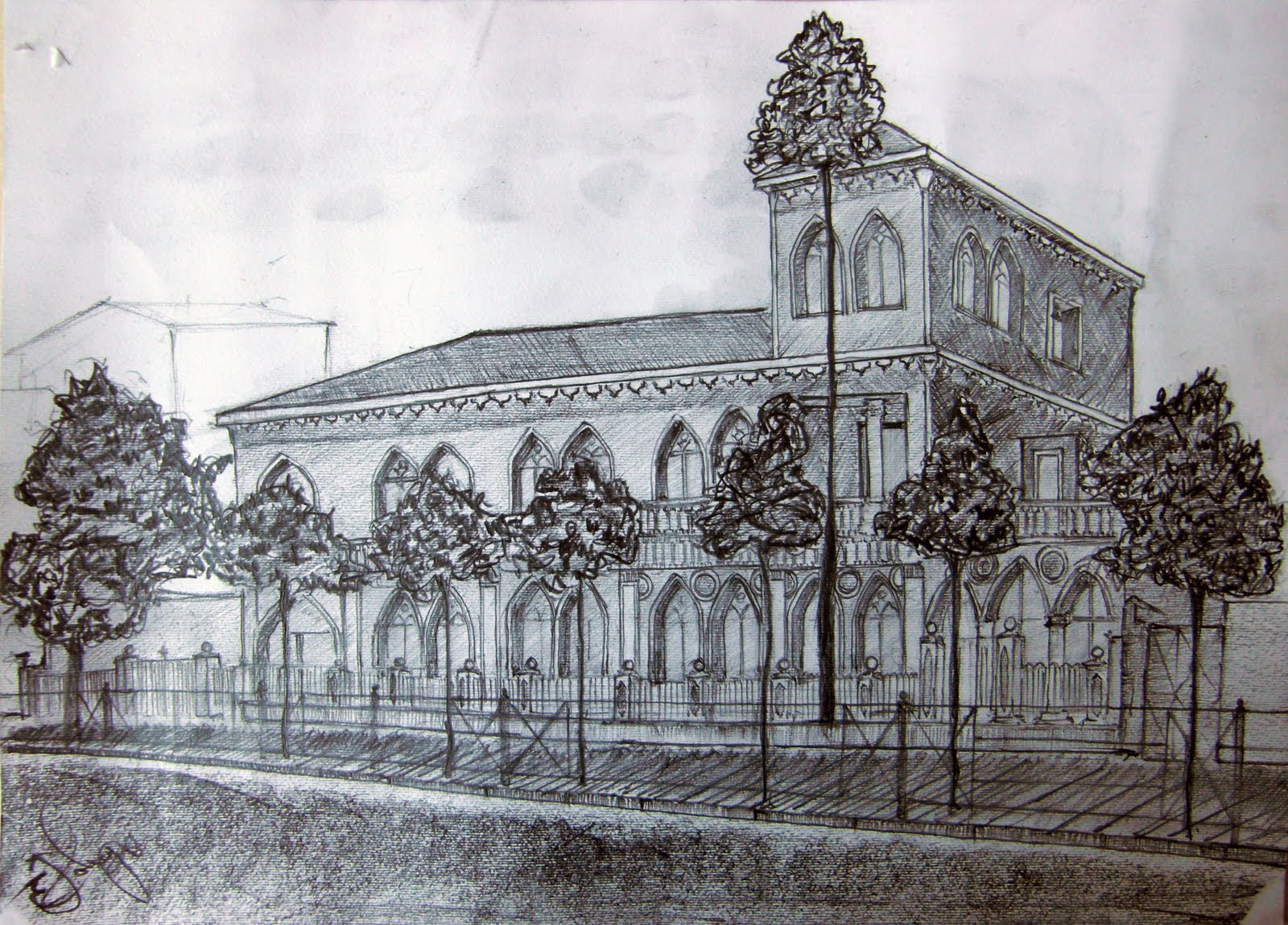 Embassy Building Draw Epoka Drawing Class: Drawing of ex-yugoslavian embassy, works