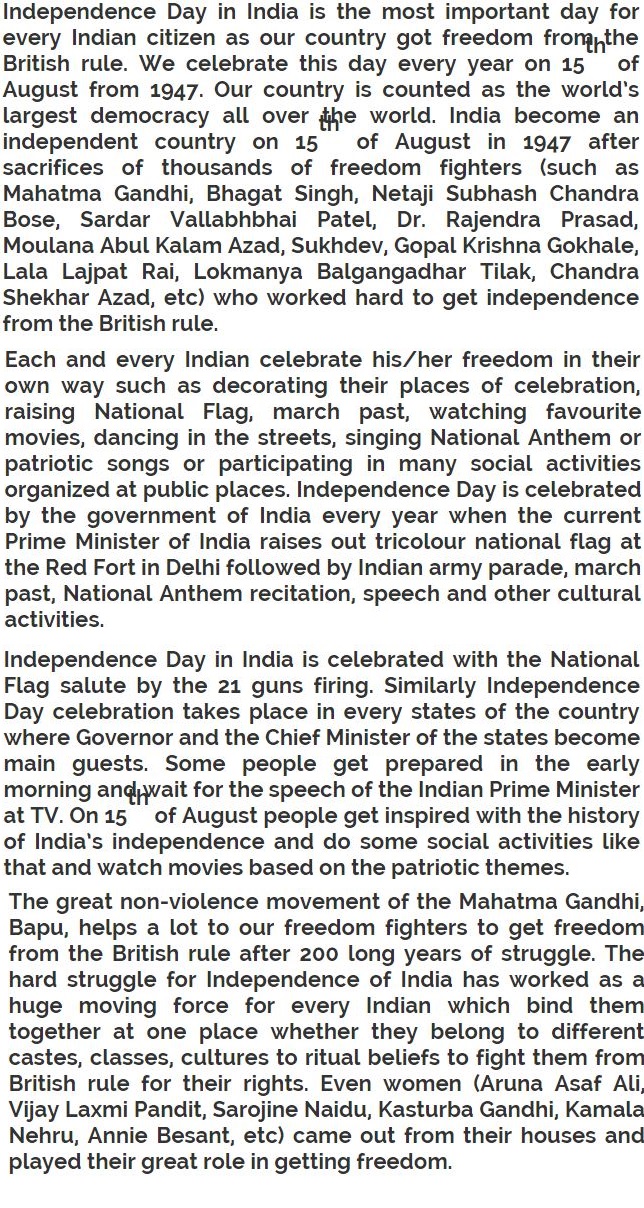 essay about independence day