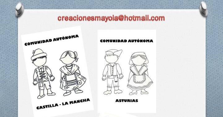 Creaciones Mayola: TRAJES TÍPICOS POR COMUNIDADES AUTÓNOMAS PARA COLOREAR,  TRAJES REGIONALES ESPAÑOLES PARA COLOREAR.
