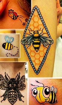 Tatuagem de abelha delicada fofa