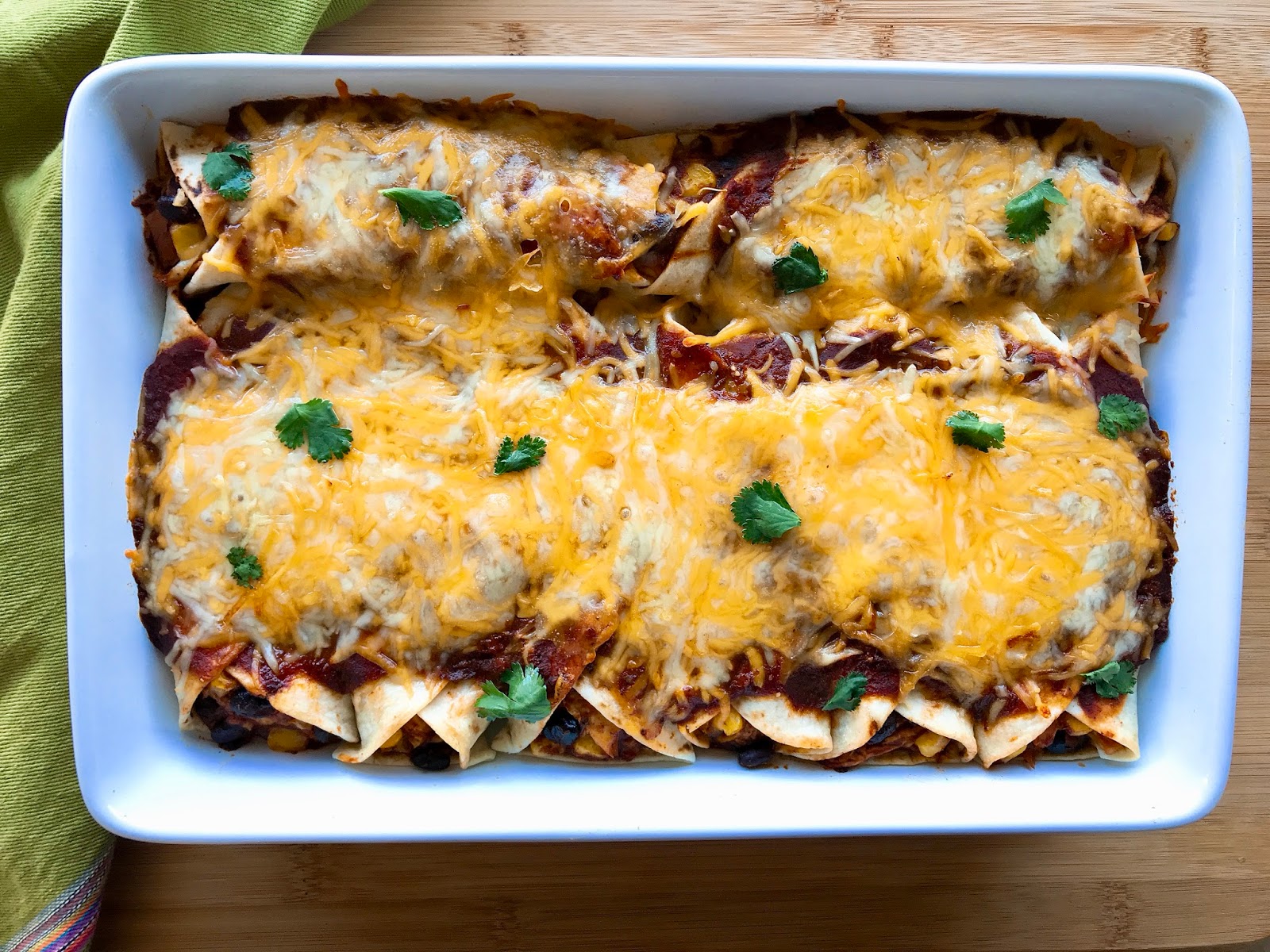 Chicken and Black Bean Enchiladas with MoleSpiked Sauce