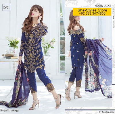  Noor Luxe festive Eid Embroidered collection by Saadia Asad 