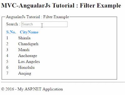 How to search (filter) records using Angularjs with ASP.NET MVC 5