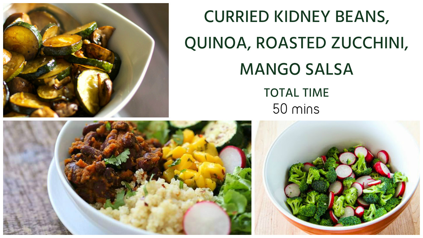 the fast diet Curried Kidney Beans, Quinoa, Roasted Zucchini, Mango