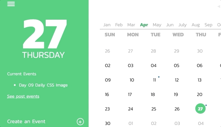 Daily CSS Images Calendar design