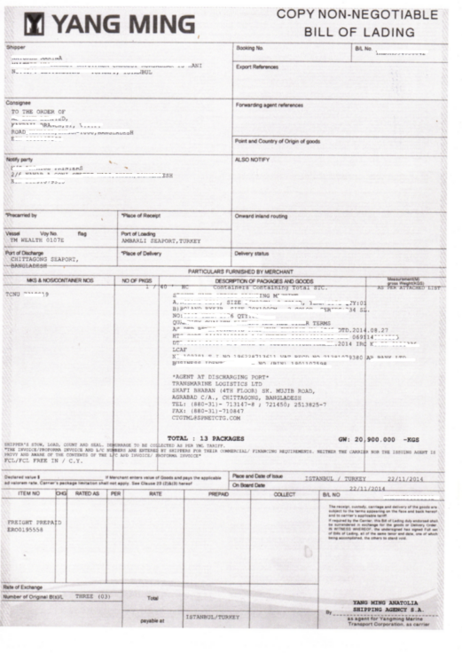 what is the difference between a bill of lading which is signed as bill of lading copy