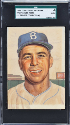 Dodgers Artwork - Pee Wee Reese 1953 Topps Original Drawing at REA